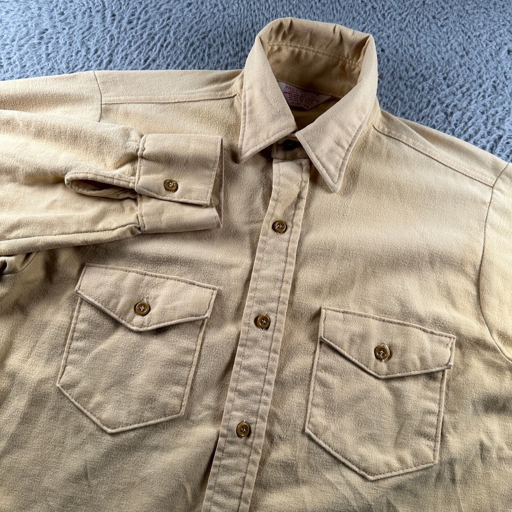 Vtg Frostproof Shirt Mens M Yellow Long Sleeve Button‎ Up Cotton Work Flannel